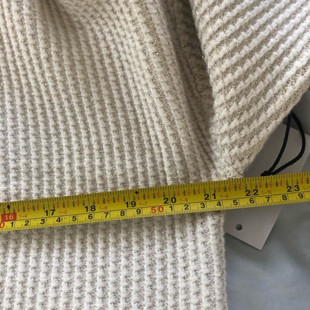 FISHERMEN Ivory chunky slouchy waffle Ribbed Knit Cardigan - Picture 10 of 16